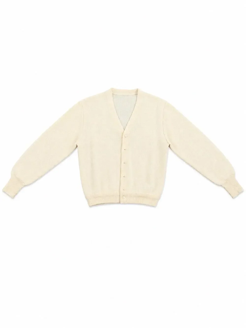 Vintage Men’s Medium Ivory Button Front Cardigan Sweater V-Neck Knit